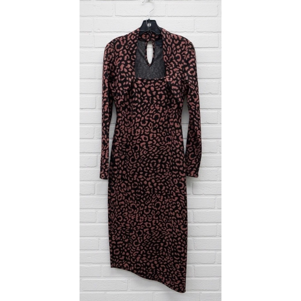 Rachel Roy🔥Pink🤑Geometric Leopard Print Long Sleeve Keyhole Cut Out $139 M